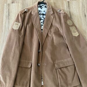 Affliction Brown Military Patch Field Jacket